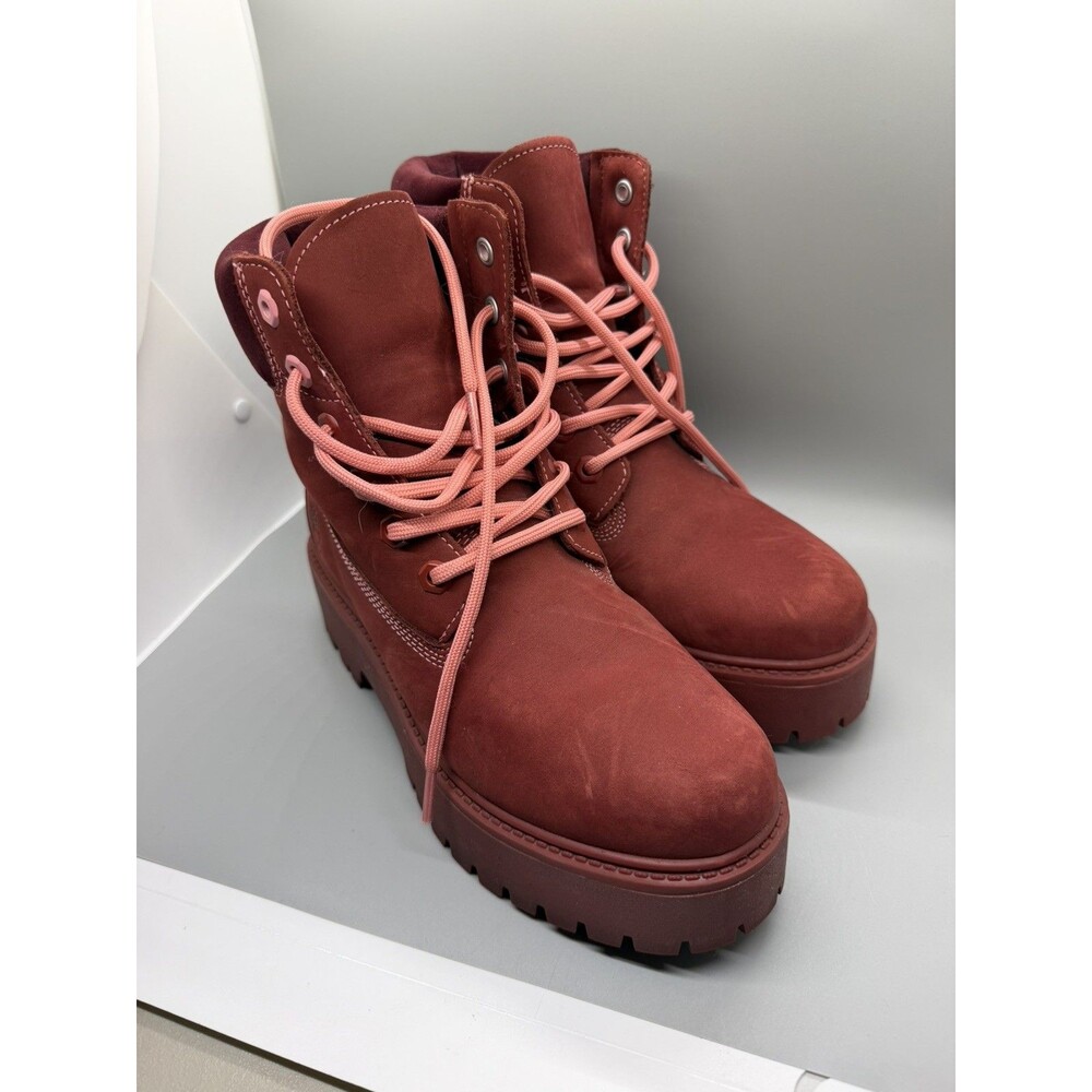 Worn once Timberland Stone Street 6” Waterproof Platform Boots Womens 7 Dark Red
